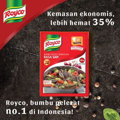 Royco Bumbu Pelezat Rasa Sapi 460g - Royco, with quality meat & spices authentic Indonesian that delivers the delicious meaty & umami flavour.